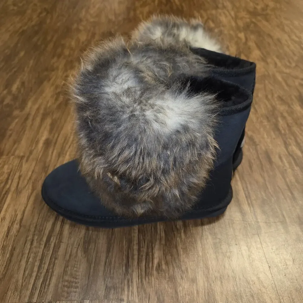 EMU Australia Stinger Mini Lava Boots Womens 7‎ Black Sheepskin Fur Snow Winter